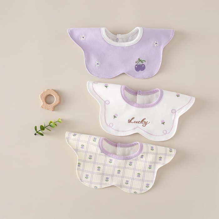 Baby Cotton Bib Class A Newborn 360 Degree Anti-Spit-Up Round Baby Bib Cotton Drool Pad Stain-Proof