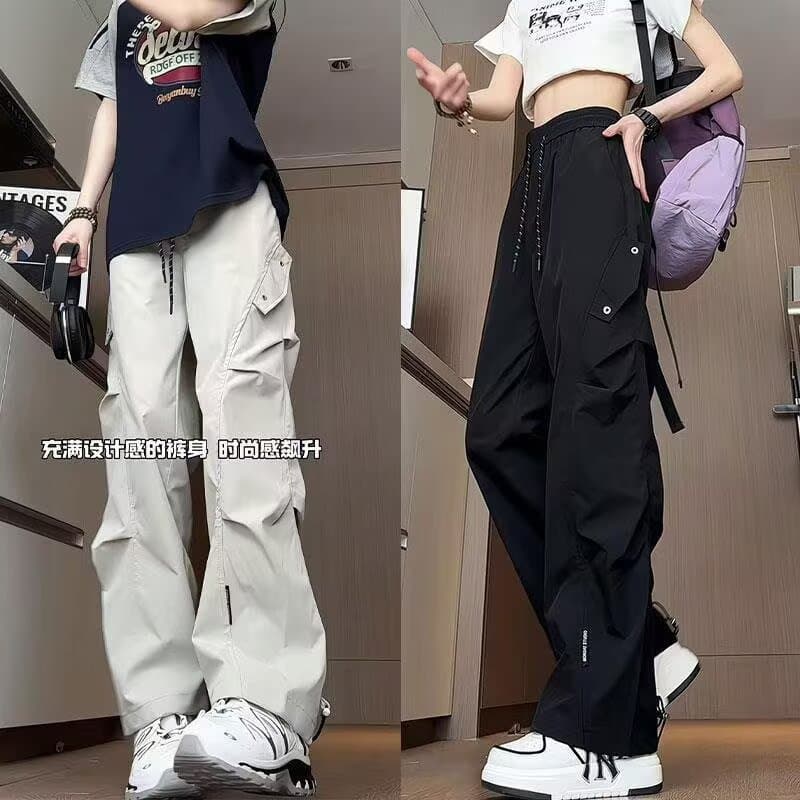 American Functional Three-Proof Loose Paratrooper Cargo Pants, Versatile Relaxed Fit Outdoor Straight-Leg Waterproof Pants