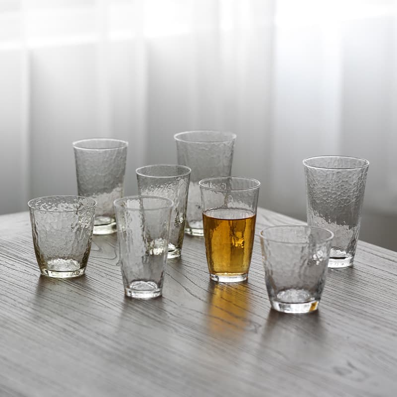Imported Japanese Hand-Hammered Glass Water Cup, Home-Style Japanese Heat-Resistant Crystal Glass Single Cup Tea Set
