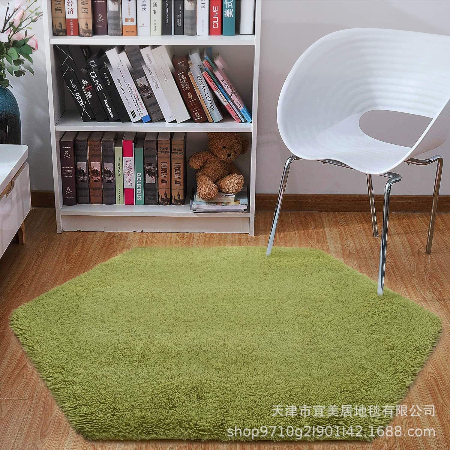 Cross-border super soft plush carpet children's room hexagonal carpet play house tent floor mat children's play castle mat