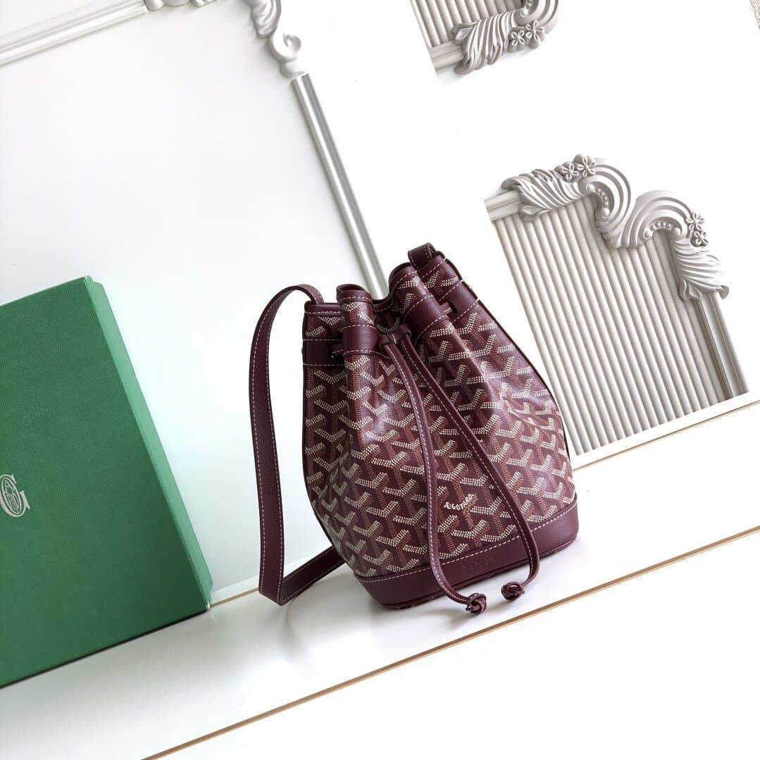 Gao Yade Goyard Goya bag bucket bag Petit Flot dog tooth bag drawstring opening and closing commuting shoulder bag