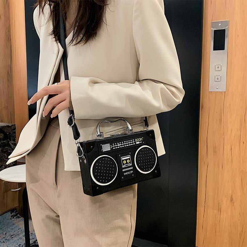 2026 New Popular Single Shoulder Crossbody Bag for Women Creative Personality Retro Radio Handheld Small Square Bag Versatile
