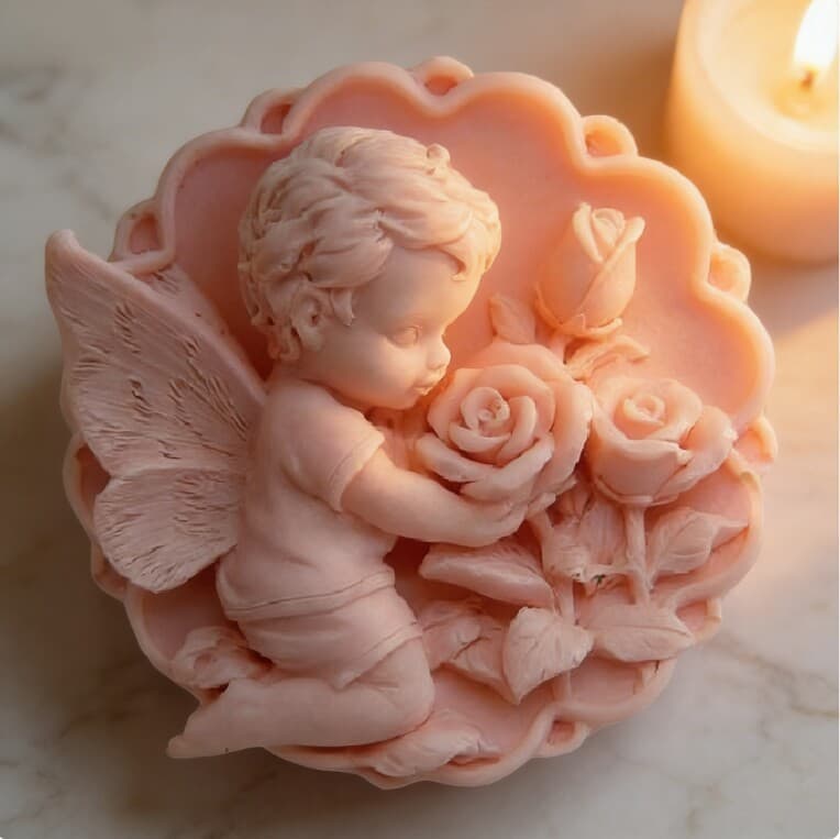 S208 Rose Angel / Soap Mold / Candle Mold / Cement Plaster Silicone Mold