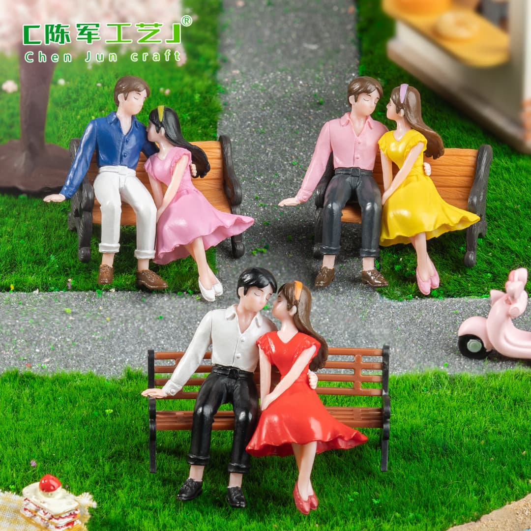 Micro Landscape Creative Bench Couple Chinese Valentine's Day Landscape DIY Decoration Accessories Mini Car Desktop Ornaments