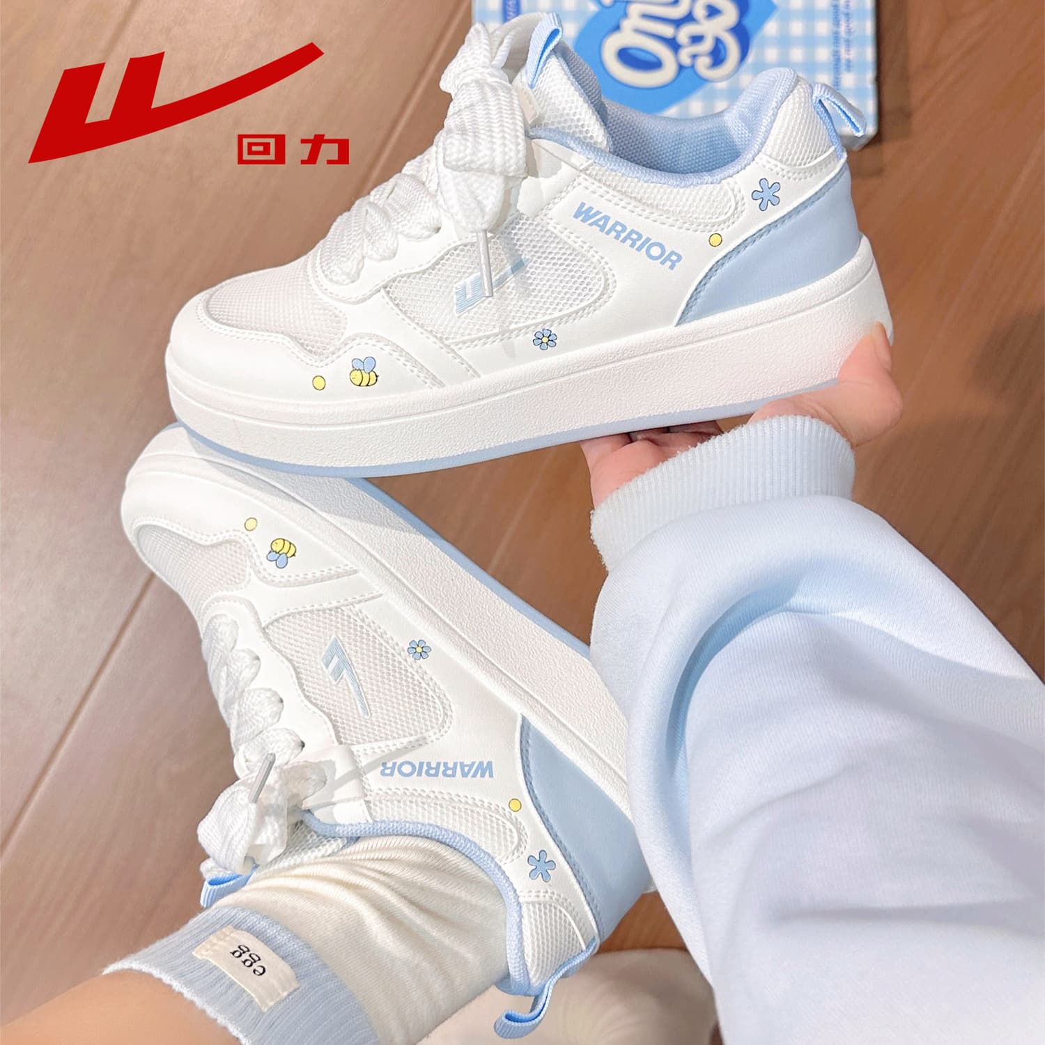 Warrior Women's High Heel White Sneakers 2026 New Autumn Trendy Thick Sole Casual Fashion Student Style