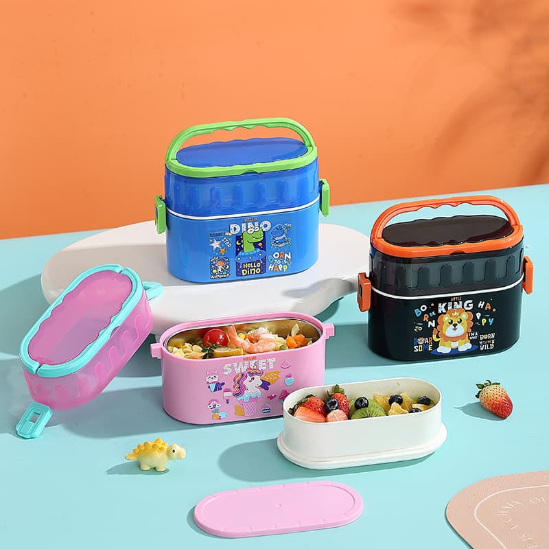 2026 New Cartoon Creative Lunch Box Large Capacity Portable Lunch Box for Working Students Colorful Water-Refillable Insulated Lunch Box