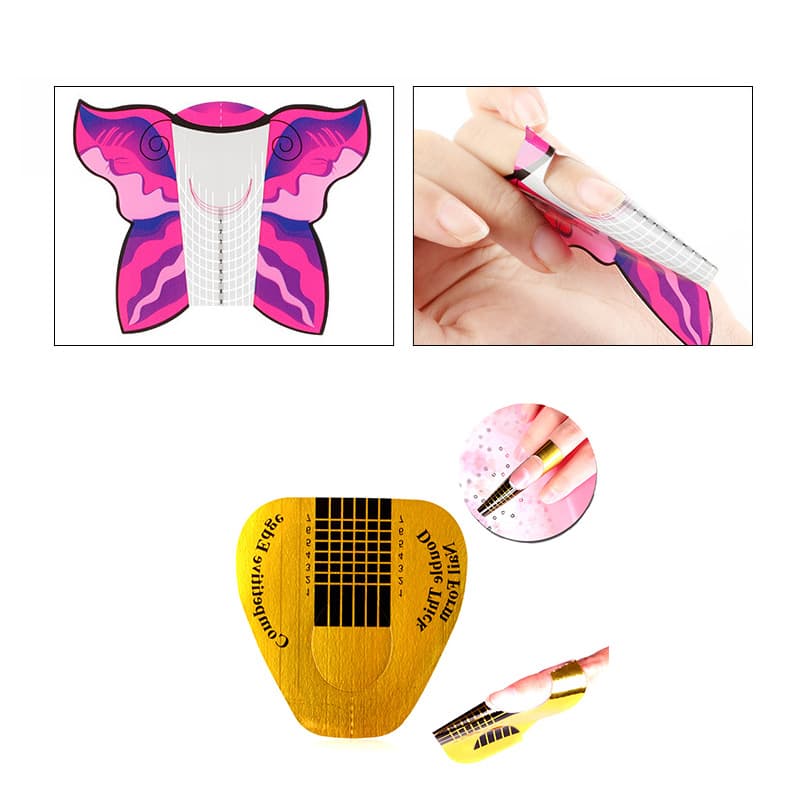 Horseshoe Nail Form 100pcs French Nail Gel Extension Tool Wide Butterfly Nail Mold Nail Form