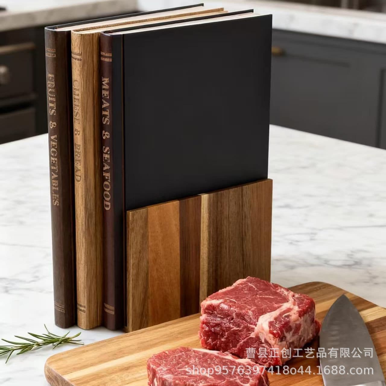 Acacia Wood Cutting Board Creative Book-Shaped Chopping Board Kitchen Dining Decoration Serving Tray Deli Steak Double-Sided Tray