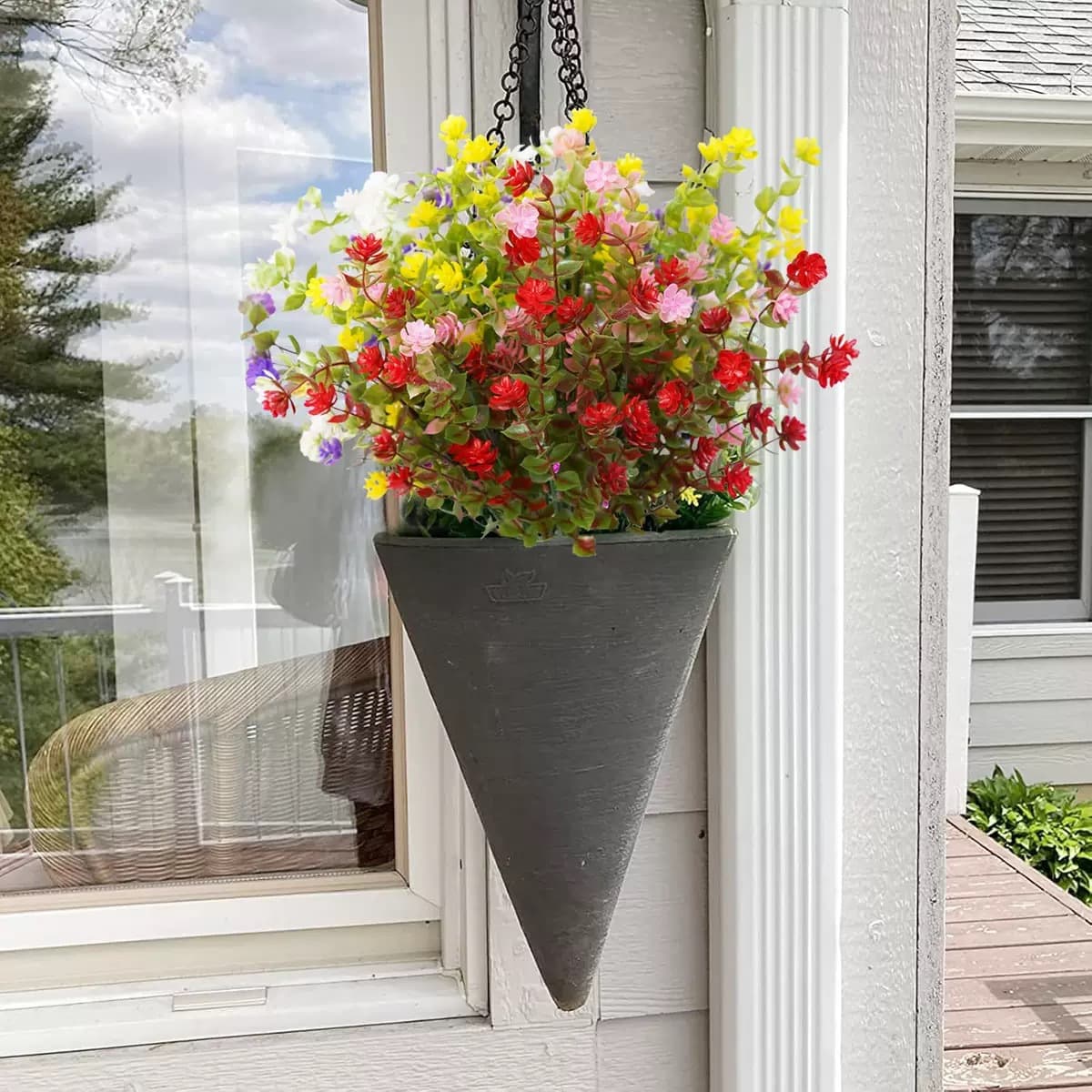 Factory Supply Artificial Green Plants Fake Plastic Flowers 7-Head 35-Eye Eucalyptus Camellia Combo for Home Outdoor Decoration