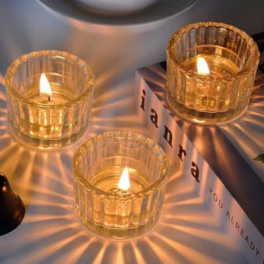 Transparent Glass Candle Holder Aromatherapy Cup Bedroom Vertical Stripe Candle Fragrance Cup Packaging/glass Jar/glass