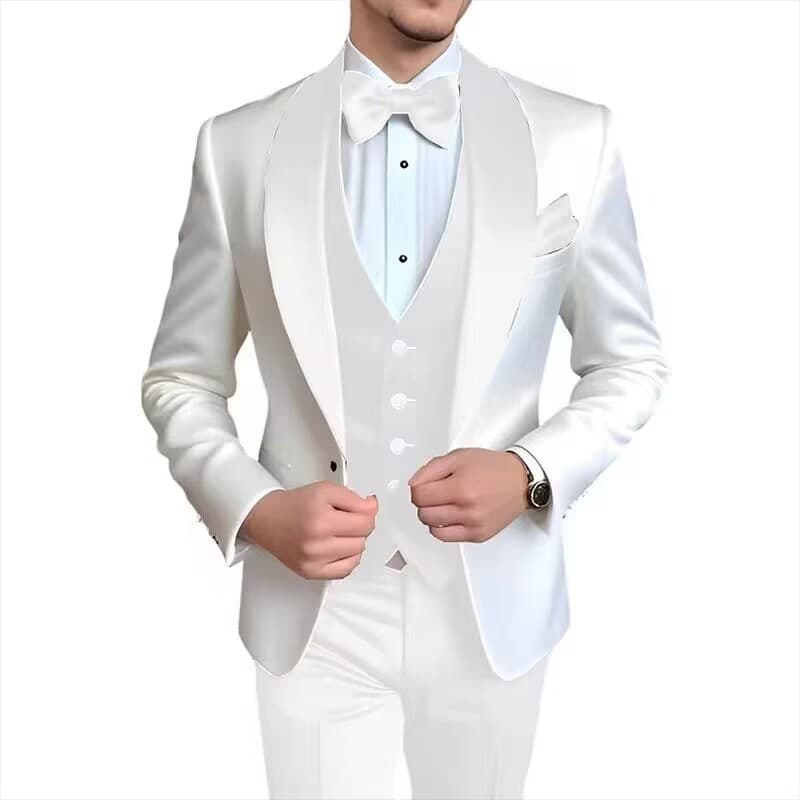 New Men's Suit Set 3-Piece Casual Business Banquet Wedding Groom Tuxedo Suit