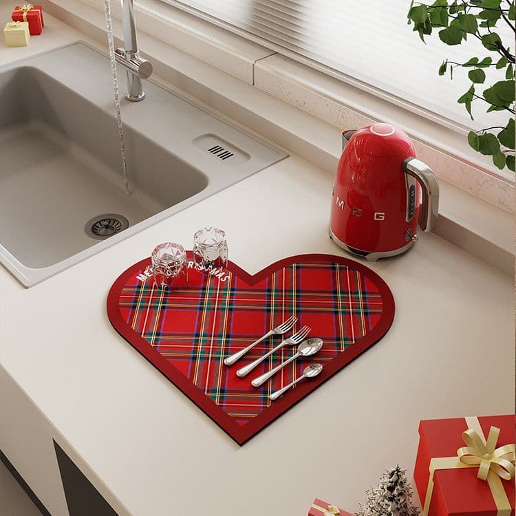 Christmas festive atmosphere countertop water absorbent mat, bar counter bowl and cup coaster, heat-insulating pad, kitchen draining mat