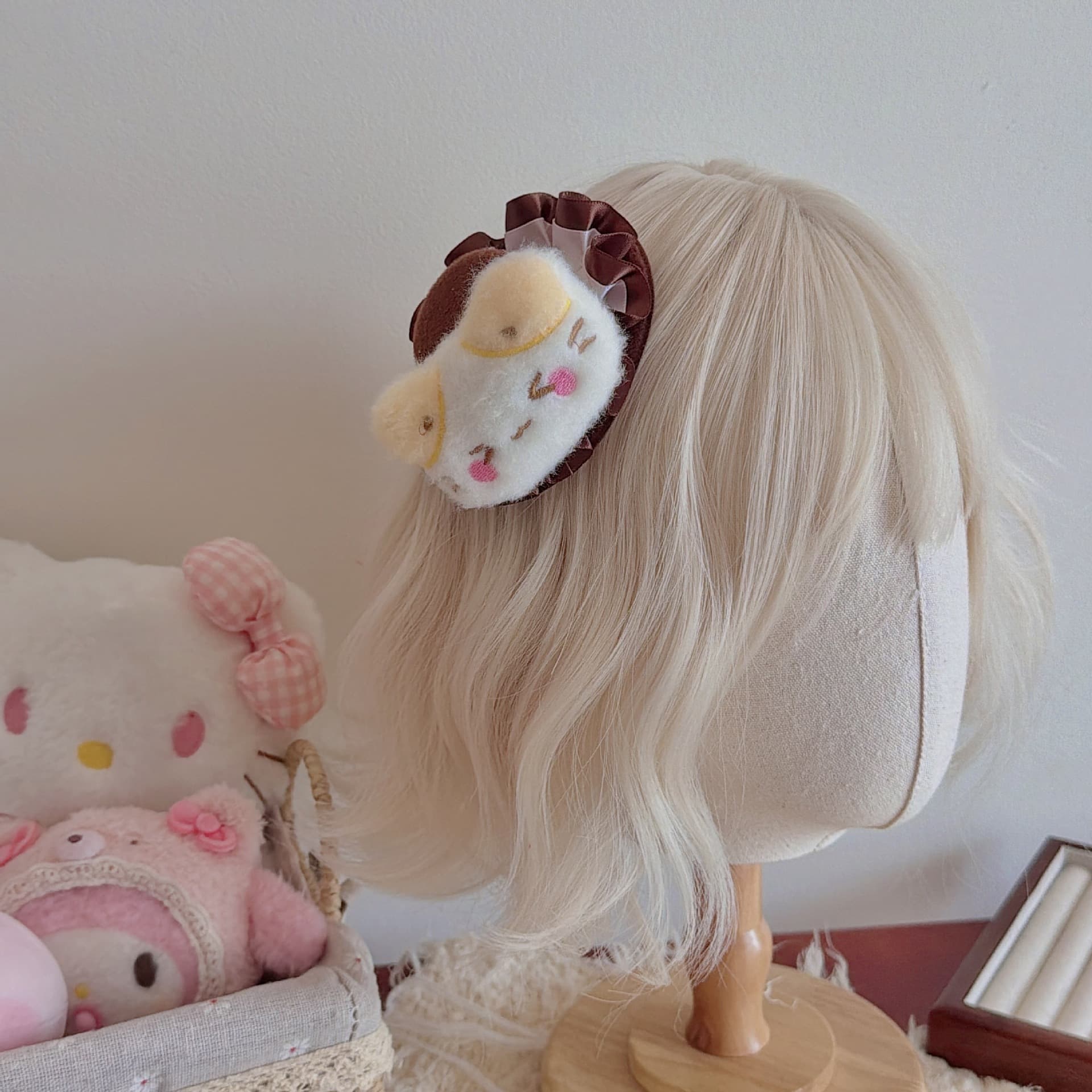 Chocolate Cat Mini Hat Lolita Cute Yellow Bear Hair Clip Photo Prop Pairs with Brown Tones
