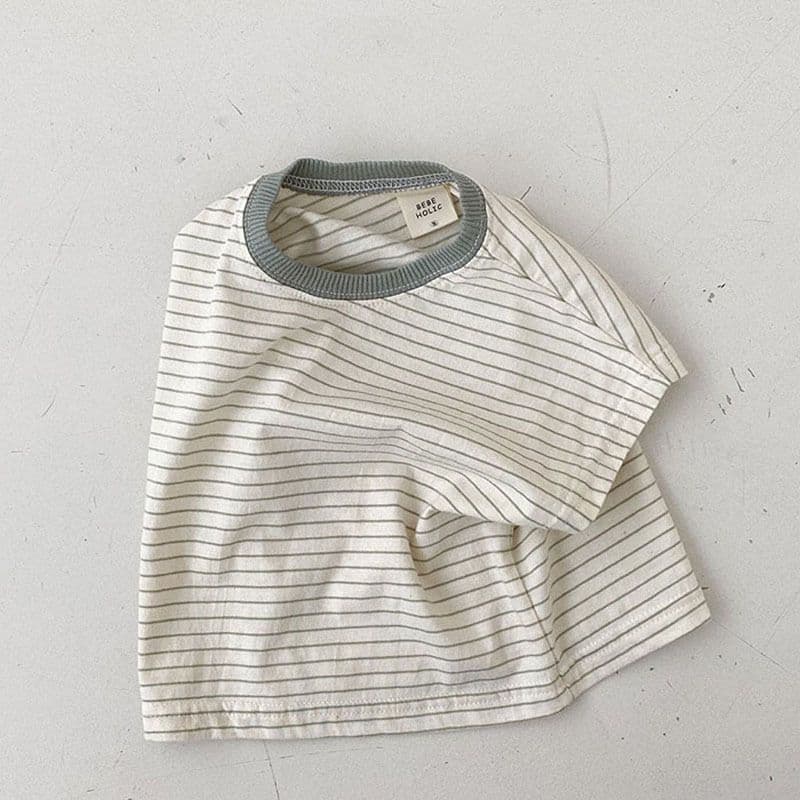 Baby clothes Korean style summer clothes for men and women baby short-sleeved T-shirts striped bottoming shirts thin children's half-sleeved tops trendy