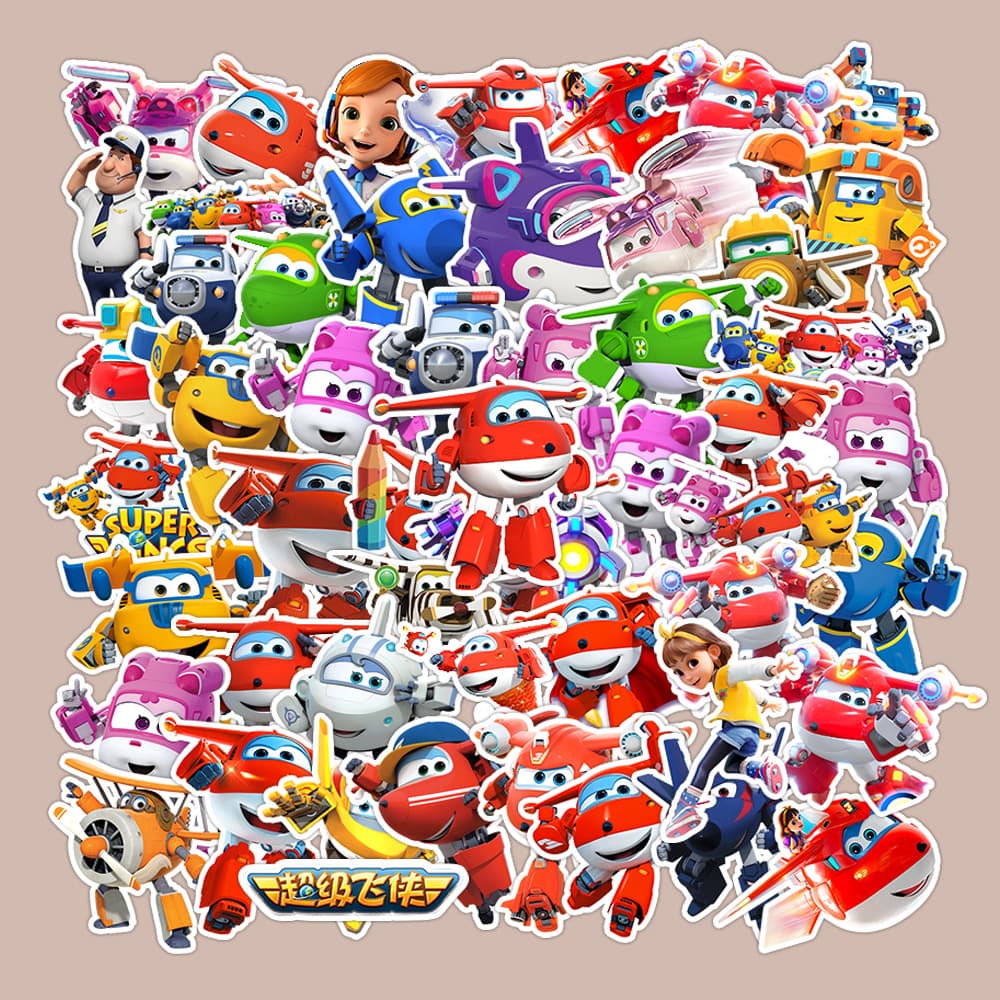 50 Super Wings cartoon children's stickers stationery skateboard water cup mobile phone stickers wholesale