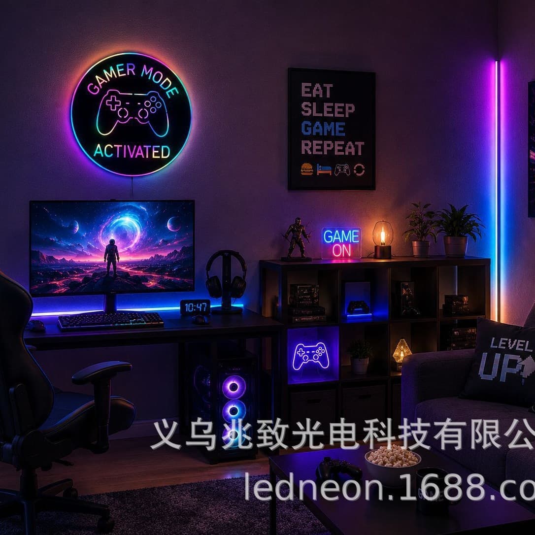 LED Marquee Light Box Neon Sign Game Room Metal Decorative Wall Art Light Sign Room Decoration