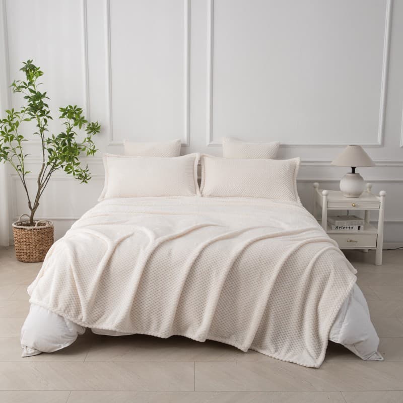 Cross-border direct supply flannel blanket three-piece set coral velvet blanket Beibei fleece blanket air-conditioning blanket gift blanket