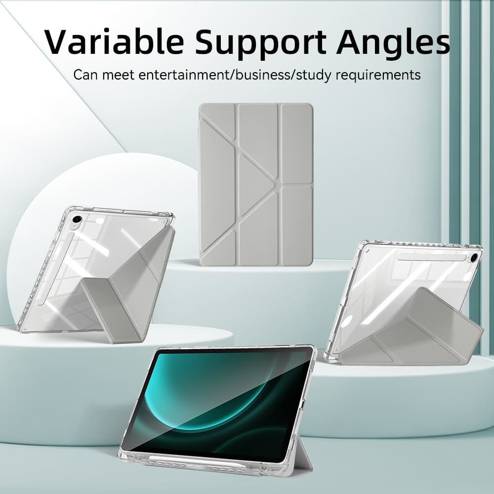 3+Y Fold Samsung TAB S9 Tablet Case S10 Plus Protective Cover Acrylic A9+ Pen Slot Case