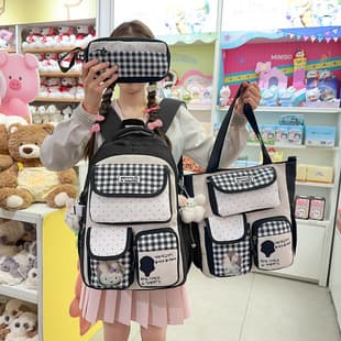 High-Appeal Cute Plaid Ita Bag Backpack Ins Style School Bag for Middle and High School Large Capacity Student Backpack