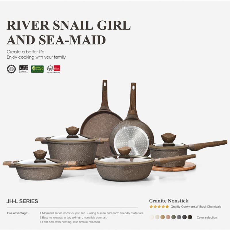 Export Cross-border Granite Non-stick Cookware Set, Household Frying Pan, Wok, Soup Pot, Frying Pan, Kitchen Cookware Set