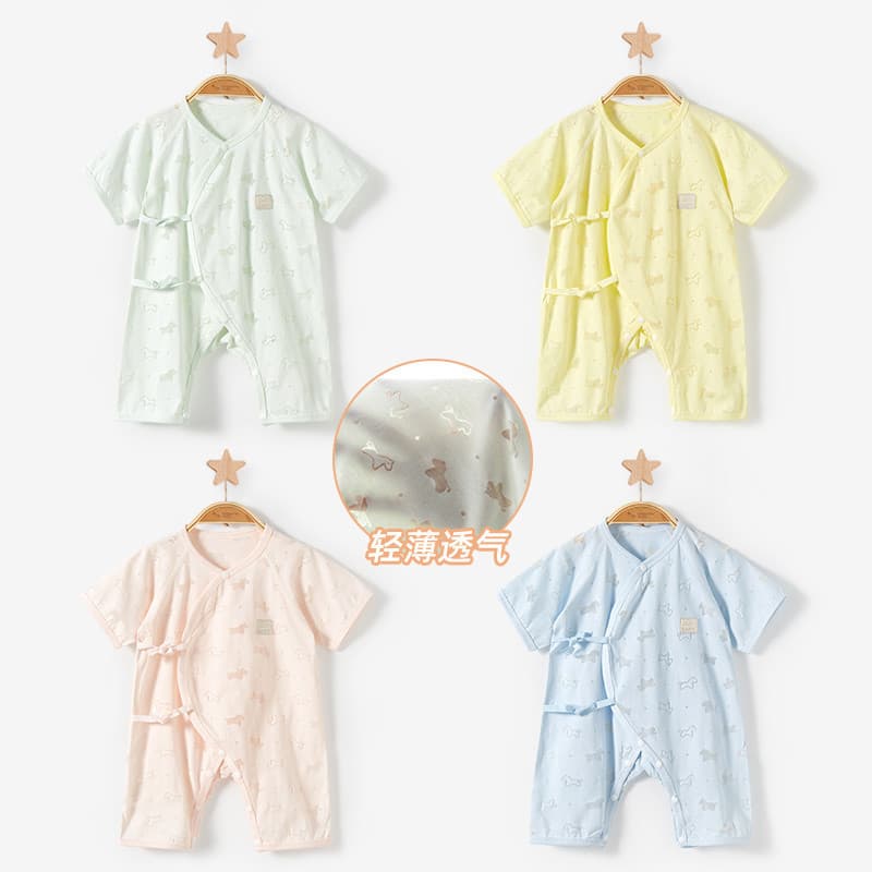 Baby Onesie Summer Thin Short Sleeve Monk Suit 0-3 Months Newborn Baby Boy Girl Summer Clothes