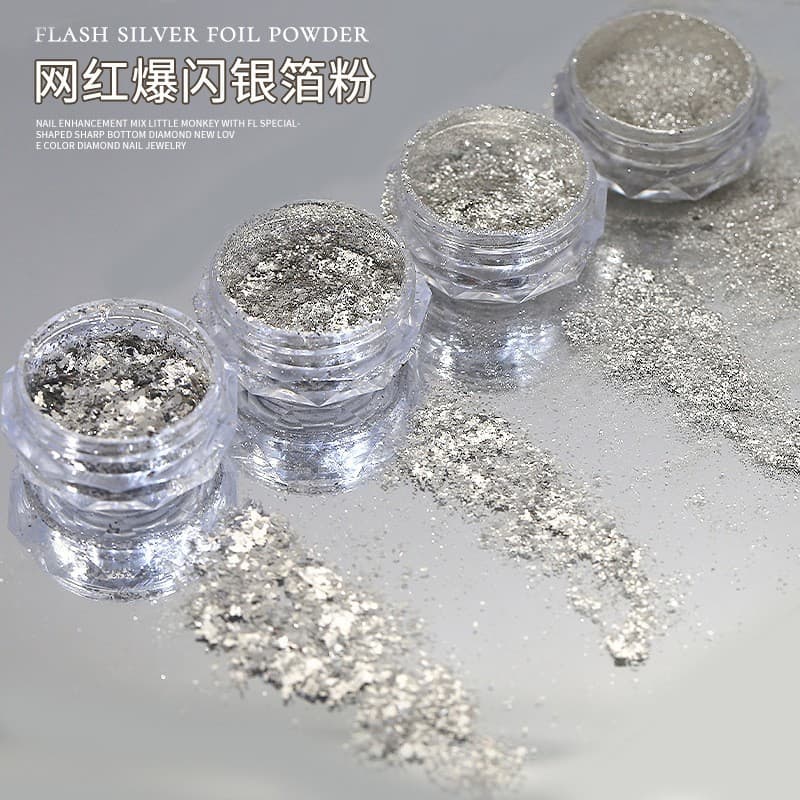 Trendy Hot-Selling Silver Foil Powder Silver Glitter Sequins Nail Star Dust Flakes Nail Art Glitter Accessories