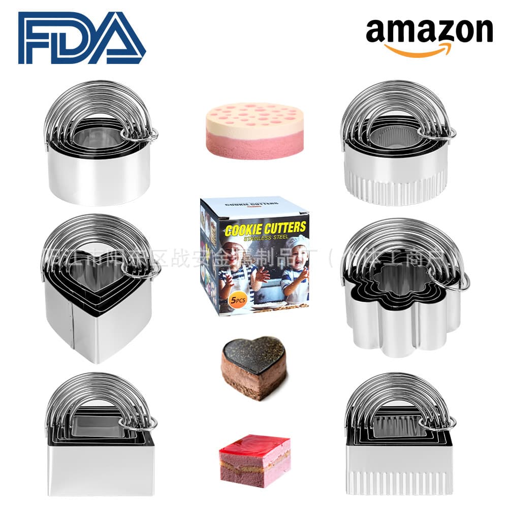 5-Piece Stainless Steel Cookie Cutters Set - Dough Cutter, Biscuit Mold, Cookie Cutters