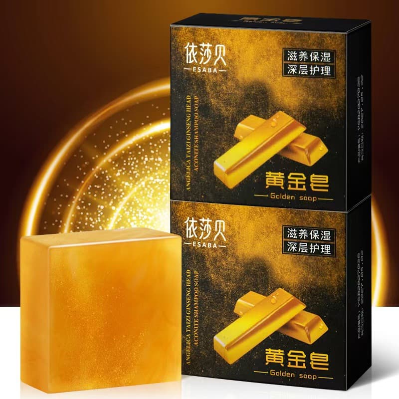 Square handmade gold soap, premium moisturizing and hydrating perfumed soap for home use, bathing, face washing, long-lasting fragrance, and oil control.