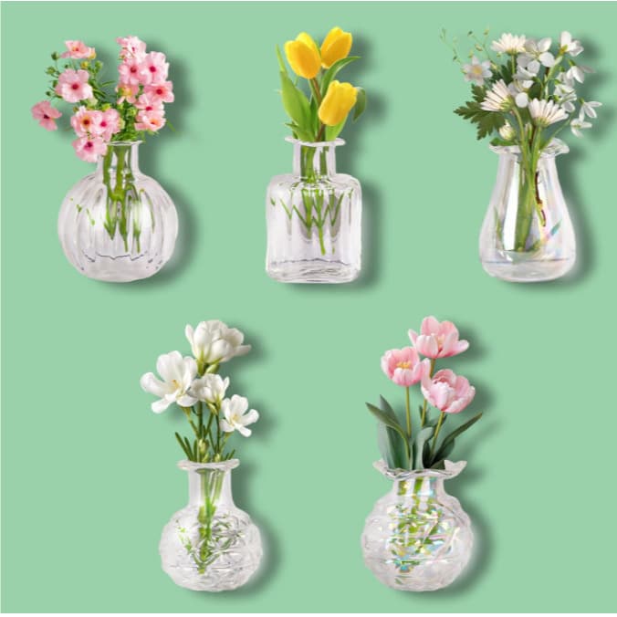 Cross-border Refrigerator Magnet Double-door Trendy Ceramic Mini Vase 3D Creative Decorative Home Ornament Set