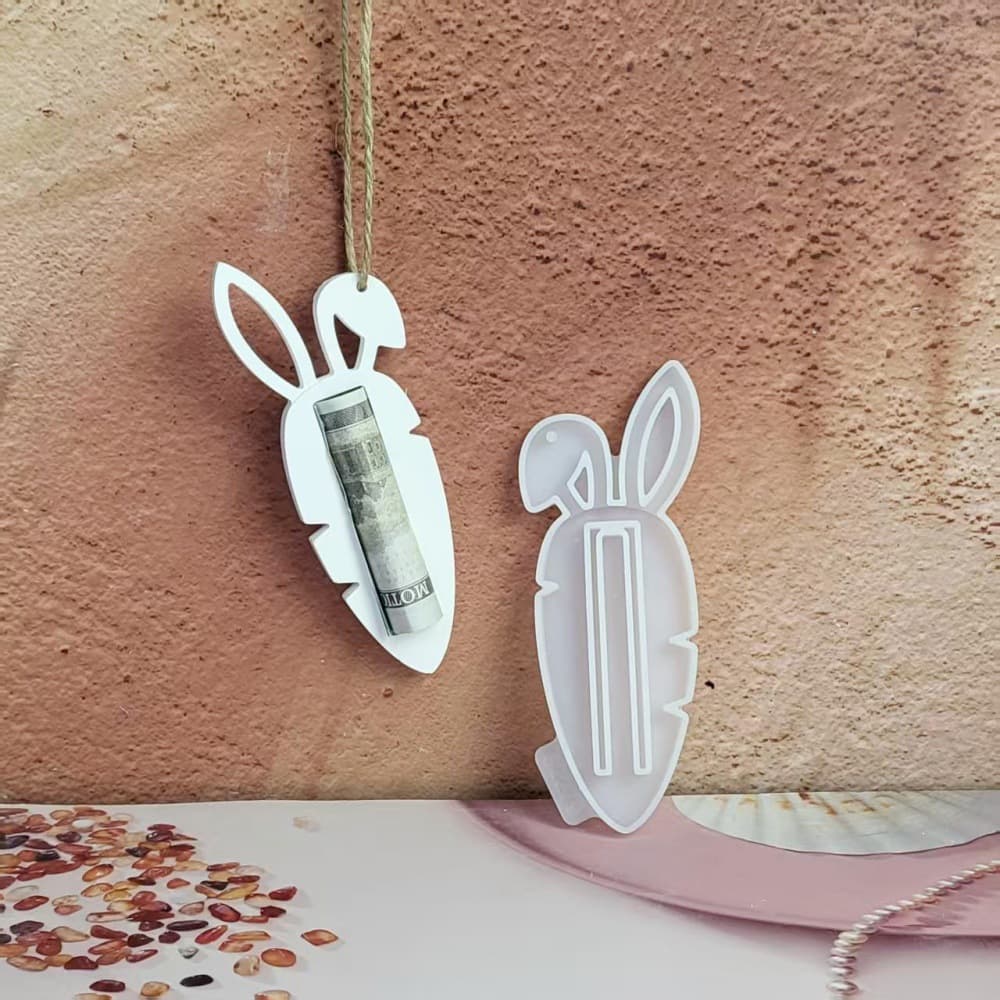 S2279 Easter Bunny Ears Carrot Money Clip Decorative Cement Plaster Mold DIY Silicone Mold