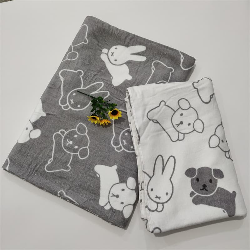 Export Pure Cotton Cartoon Gray Miffy Bath Towels, Soft Absorbent Large Size Children's Cover Blankets 100*140cm
