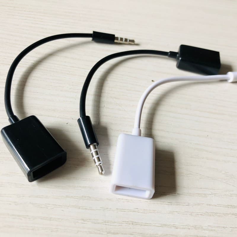 3.5mm Car OTG Cable, AUX Audio Cable, Car Player Data Cable, 3.5mm to USB Female Connector, Black