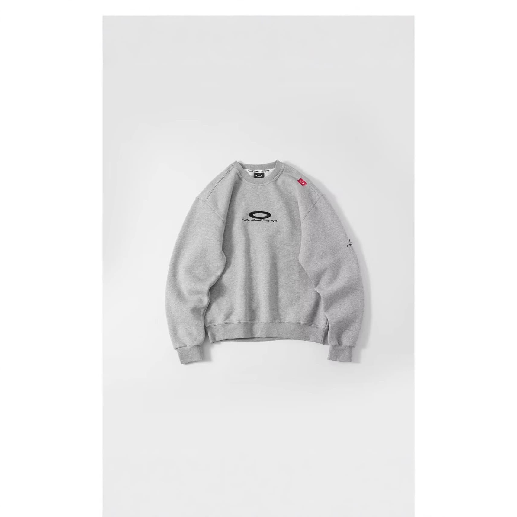 Oakley Autumn and Winter Basic Round Neck 380g Fleece Long-Sleeved Sweatshirt Logo Embroider Versatile Men and Women Trendy