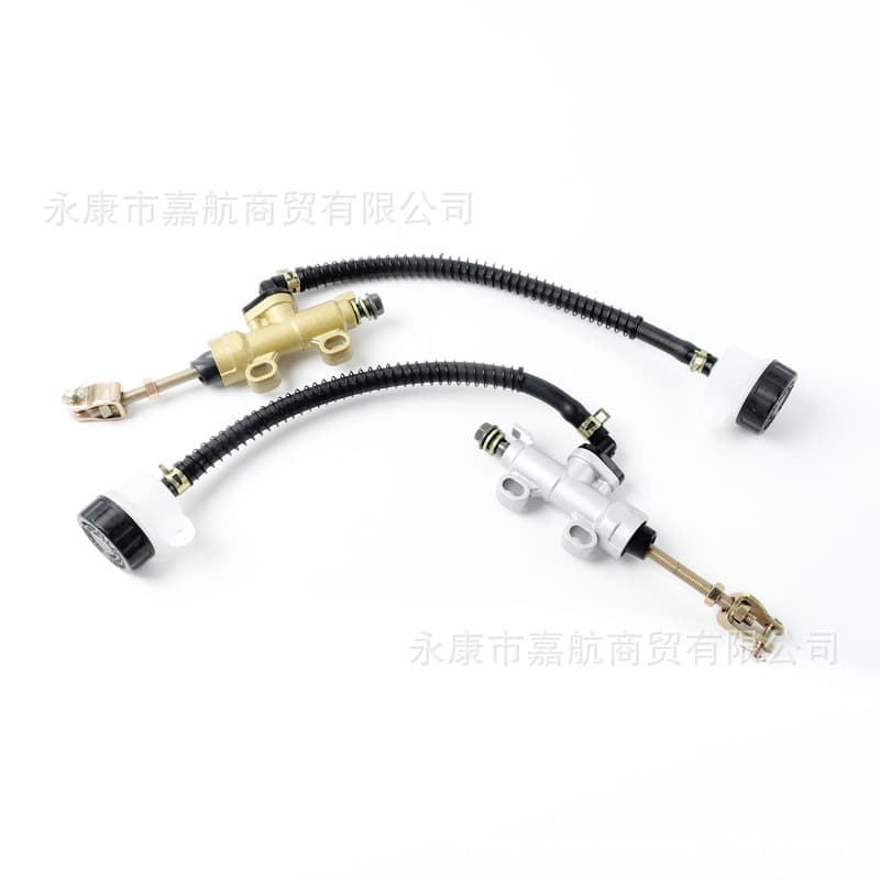 Off-road motorcycle and ATV rear brake master cylinder with integrated reservoir, for 50-250CC.