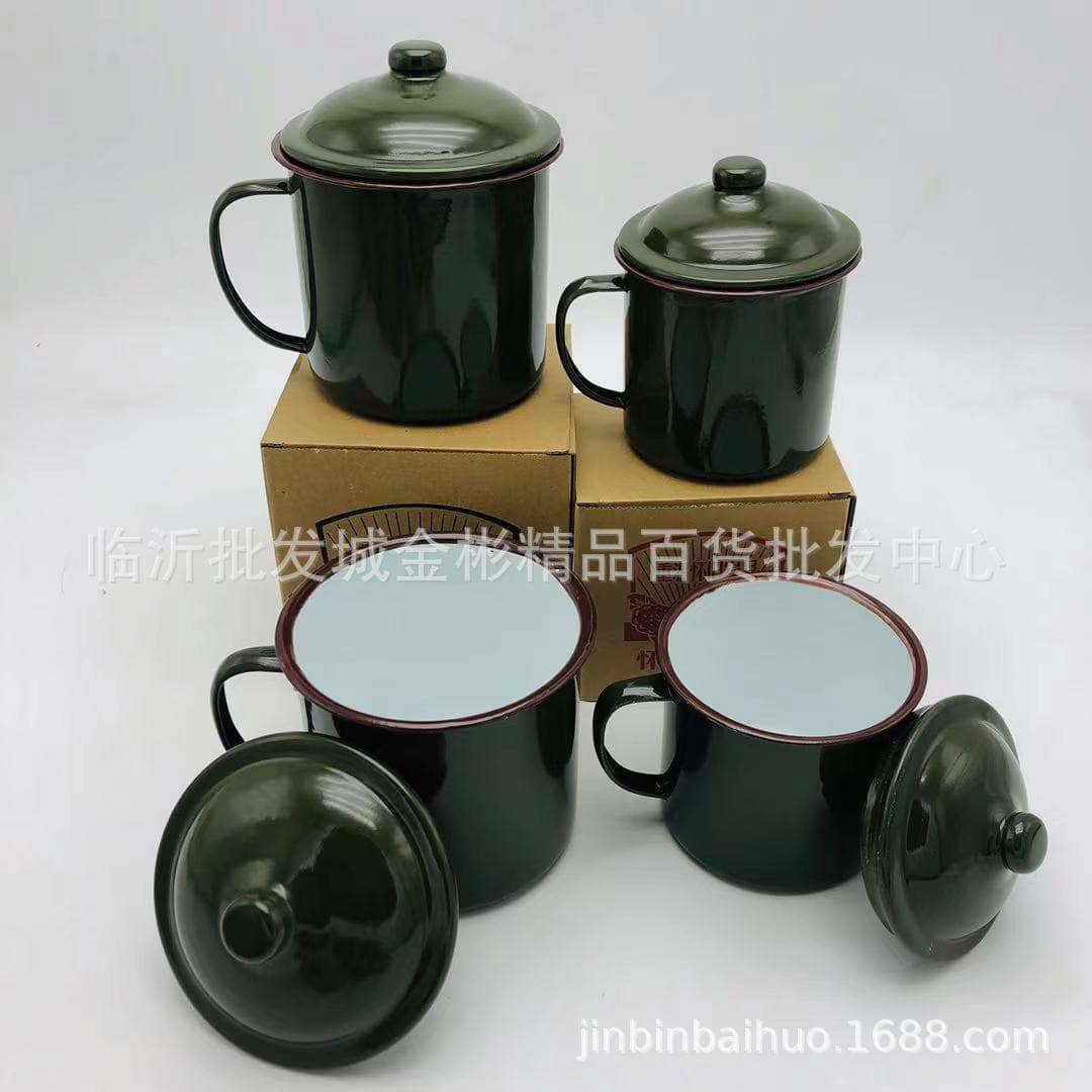 Military Green Enamel Cup Vintage Classic Nostalgic Enamel Coffee Cup 10 Yuan Store