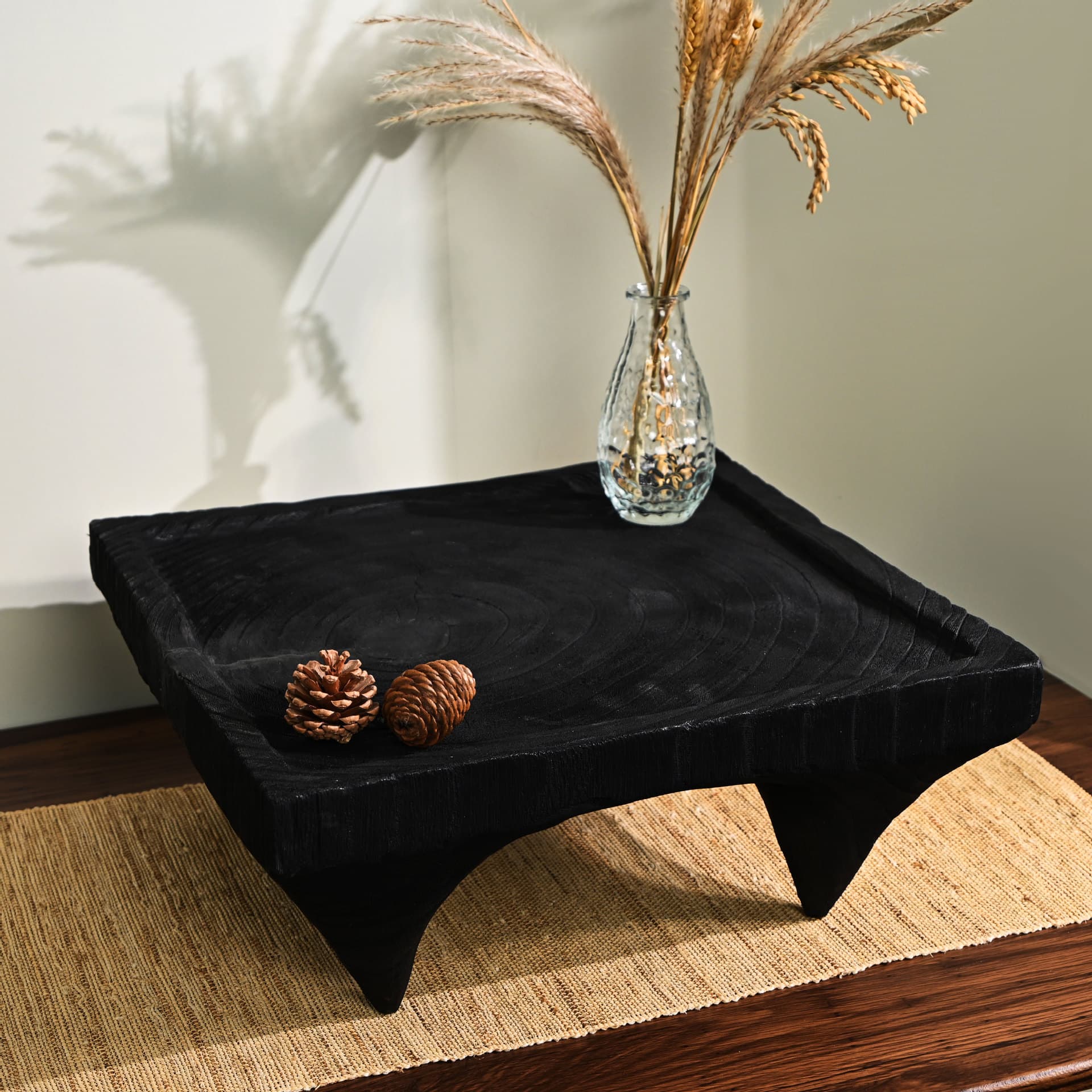 Modern Quiet Style Desktop Small Tea Table Black Tea Table Low Table Japanese Zen Style Homestay Dry Brewing Tea Tray Bay Window Side Table