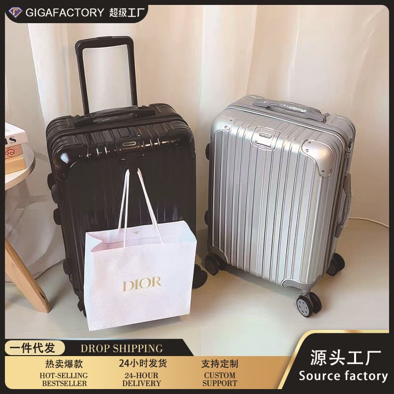 Thickened Aluminum Frame Luggage Travel Suitcase 24 Inch Women's Durable Anti-Drop Carry-On Password Suitcase for Students