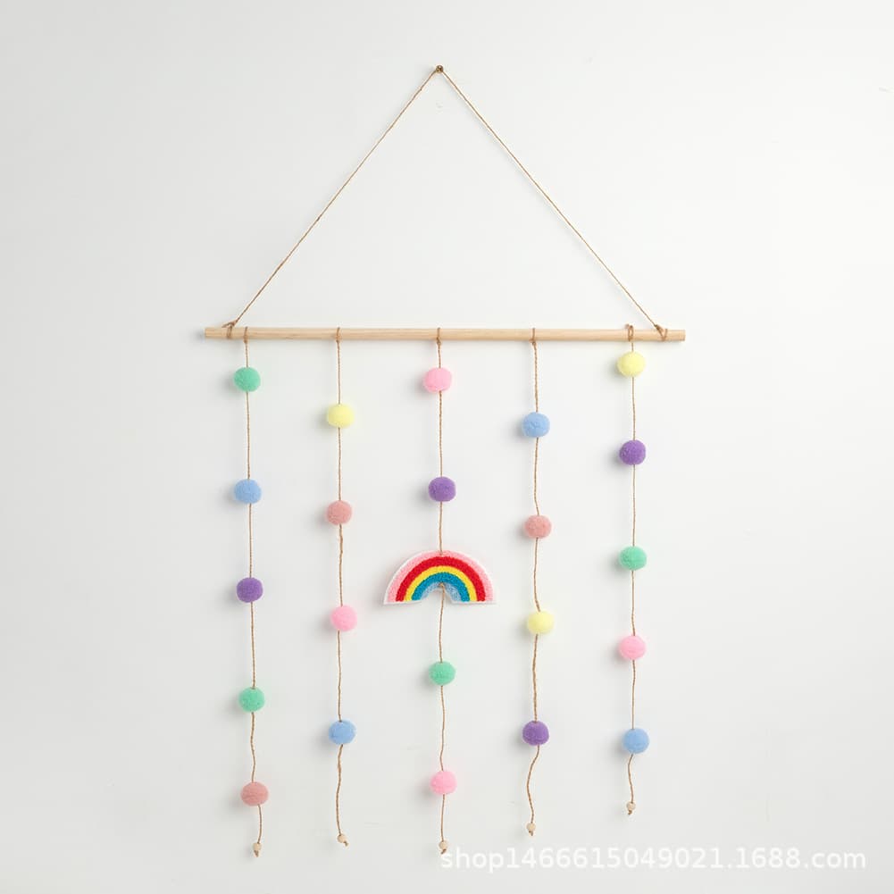 Nordic Style Home Decor Macaron Color Pom Pom Garland for Kids Room Girls Room Decoration
