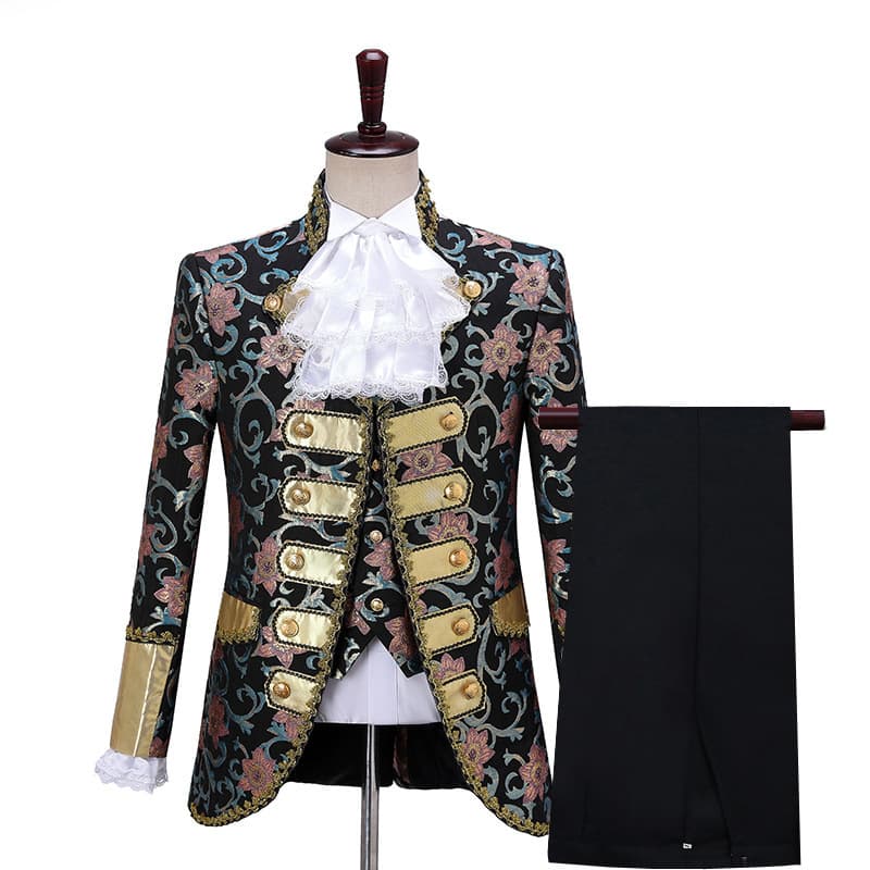 New Men's European Royal Court Costume Retro White Prince Stage Vintage Drama Performance Outfit