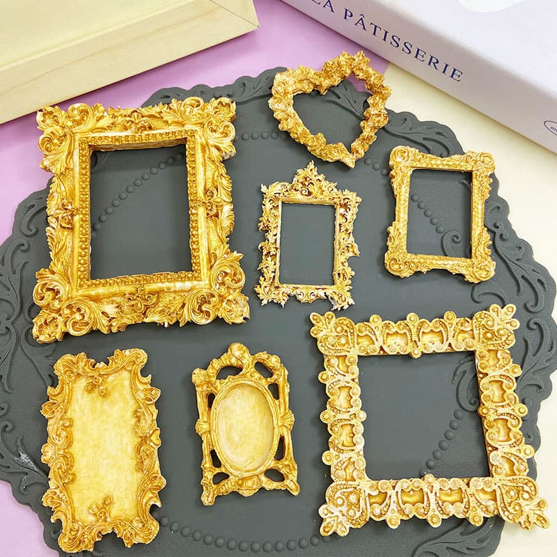 European Vintage Photo Frame Mold Border Chocolate Fondant Cake Decorating Tool Plaster Mold