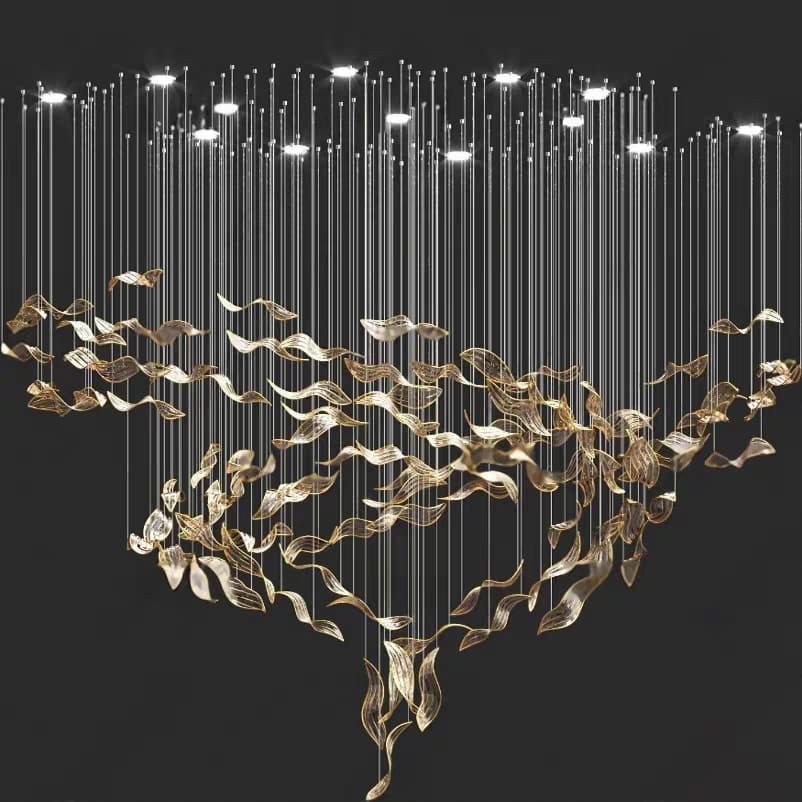 Hotel Lobby Sales Department Banquet Hall Glass Chandelier Creative Blade Shape Villa Duplex Staircase Engineering Lamps