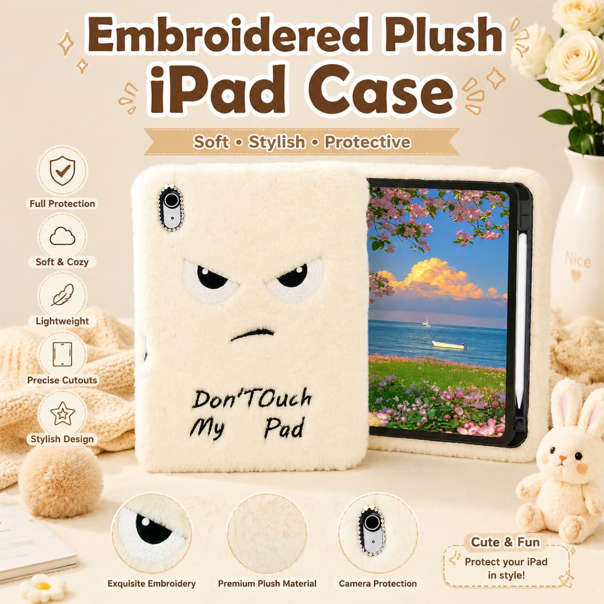 Compatible iPad Tablet Case with Pen Slot for iPad 10th Gen, iPad 11th Gen Protective Cover