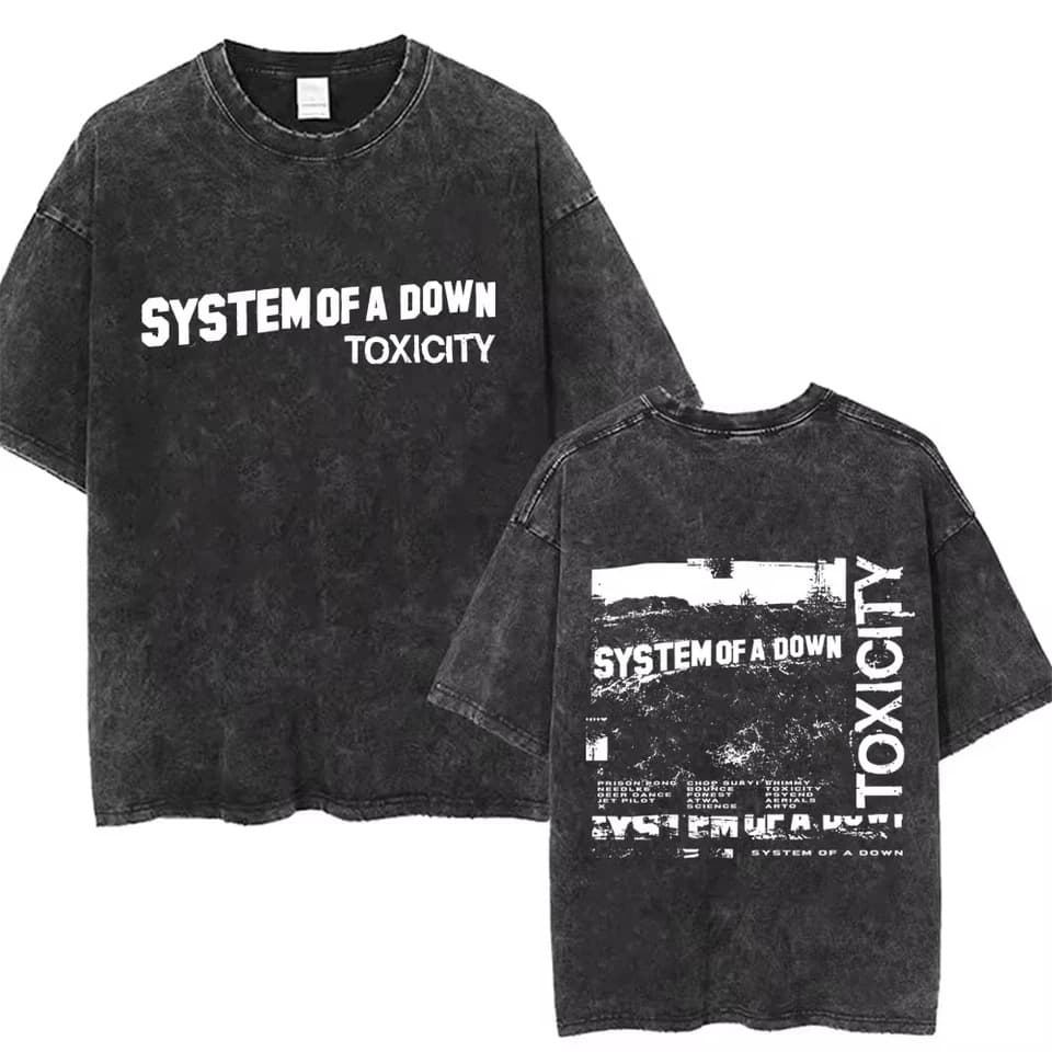 System of A Down Toxic Album Graphic Wash T-Shirt for Men and Women, Rock Oversized T-Shirt, Men's Retro