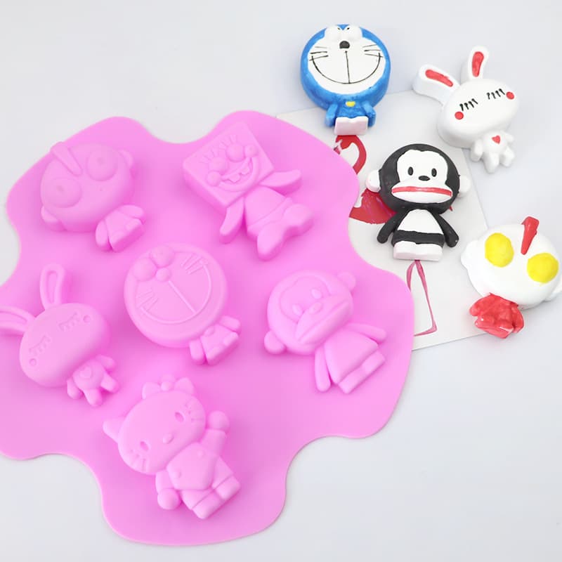 Minghao 6-Pack Cartoon Character Silicone Cake Mold DIY Soap Mold Handmade Soap Mold Food Grade