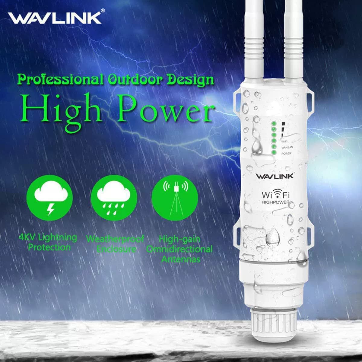 WAVLINK Outdoor WiFi Extender 3-in-1 Wireless PoE Access Point Dual Band 2.4+5GHz 600Mbps