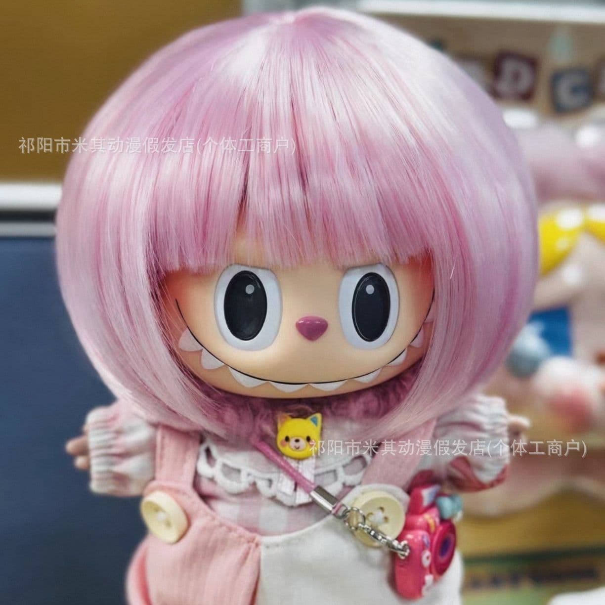 Pop Mart Labubu High-Temperature Synthetic Wig Macaron Doll Labubu Wig Set (Doll Not Included)