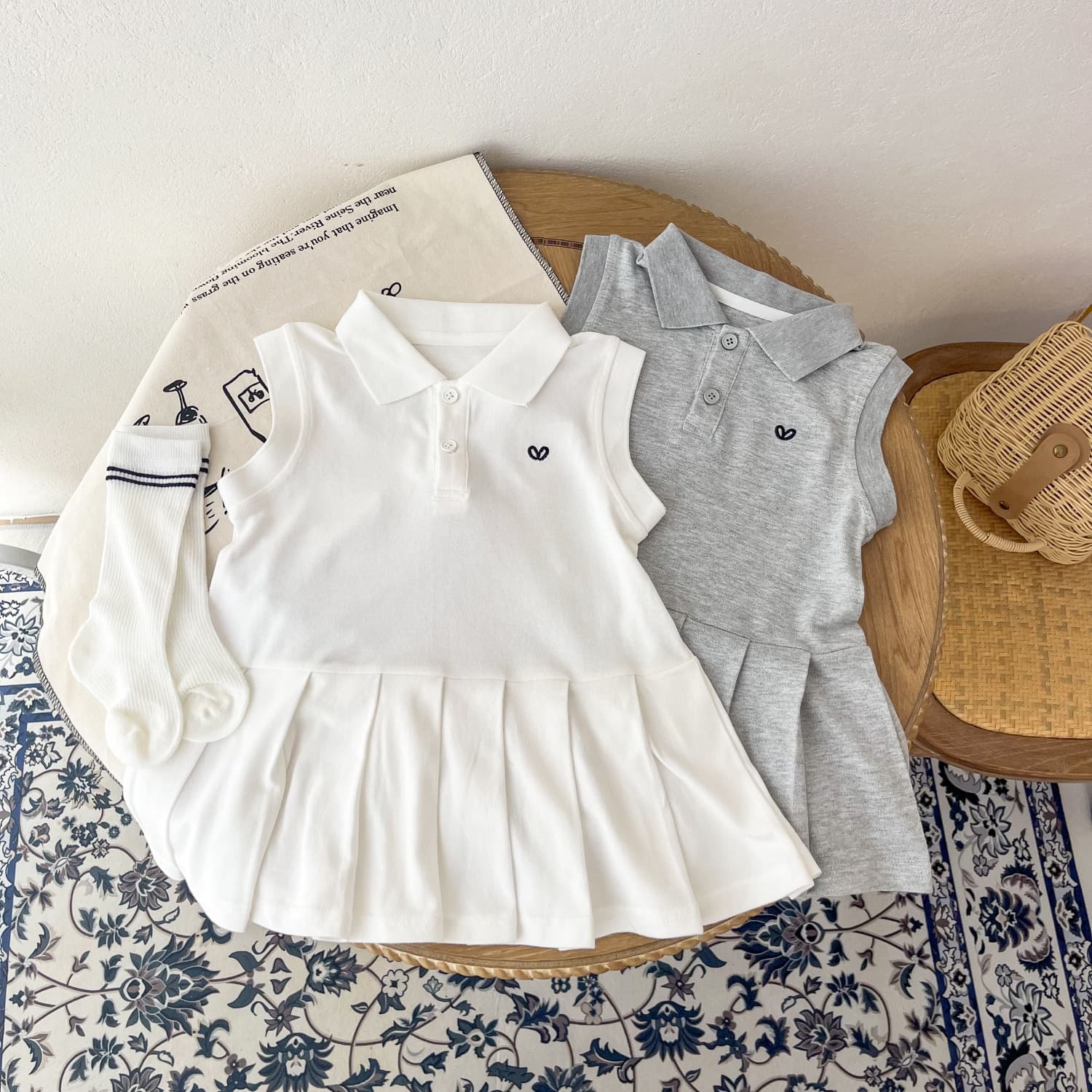 Girls Dress 2025 Summer New Fashionable Children Polo Princess Dress Baby Pleated Vest Dress Summer Clothing