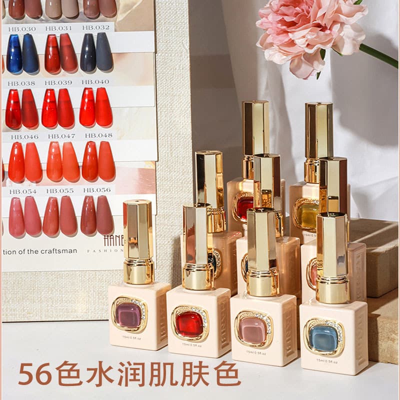56-Color Sheer Jelly Gel Nail Polish Set Full Collection 2023 New Arrival Skin-Brightening Red Gel for Nail Salons