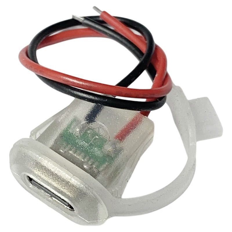 Type-C Female Socket with LED, Round Potting C Port, Transparent Type-C Snap-in Power Socket