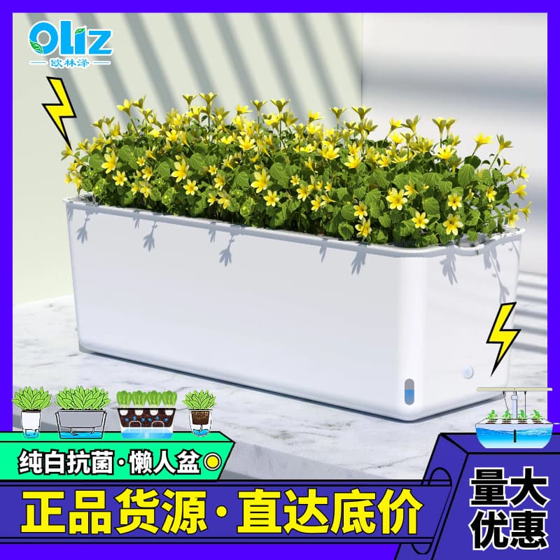 Factory explosions long vegetable basin lazy big flower pot SC rectangular visual water level plastic vegetable basin wholesale